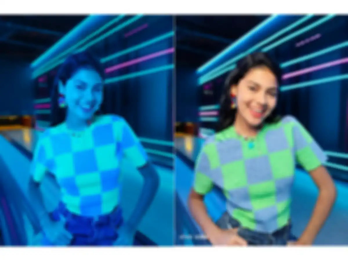 Hasil foto tanpa dan dengan fitur All New Aura Light Portrait vivo V30e