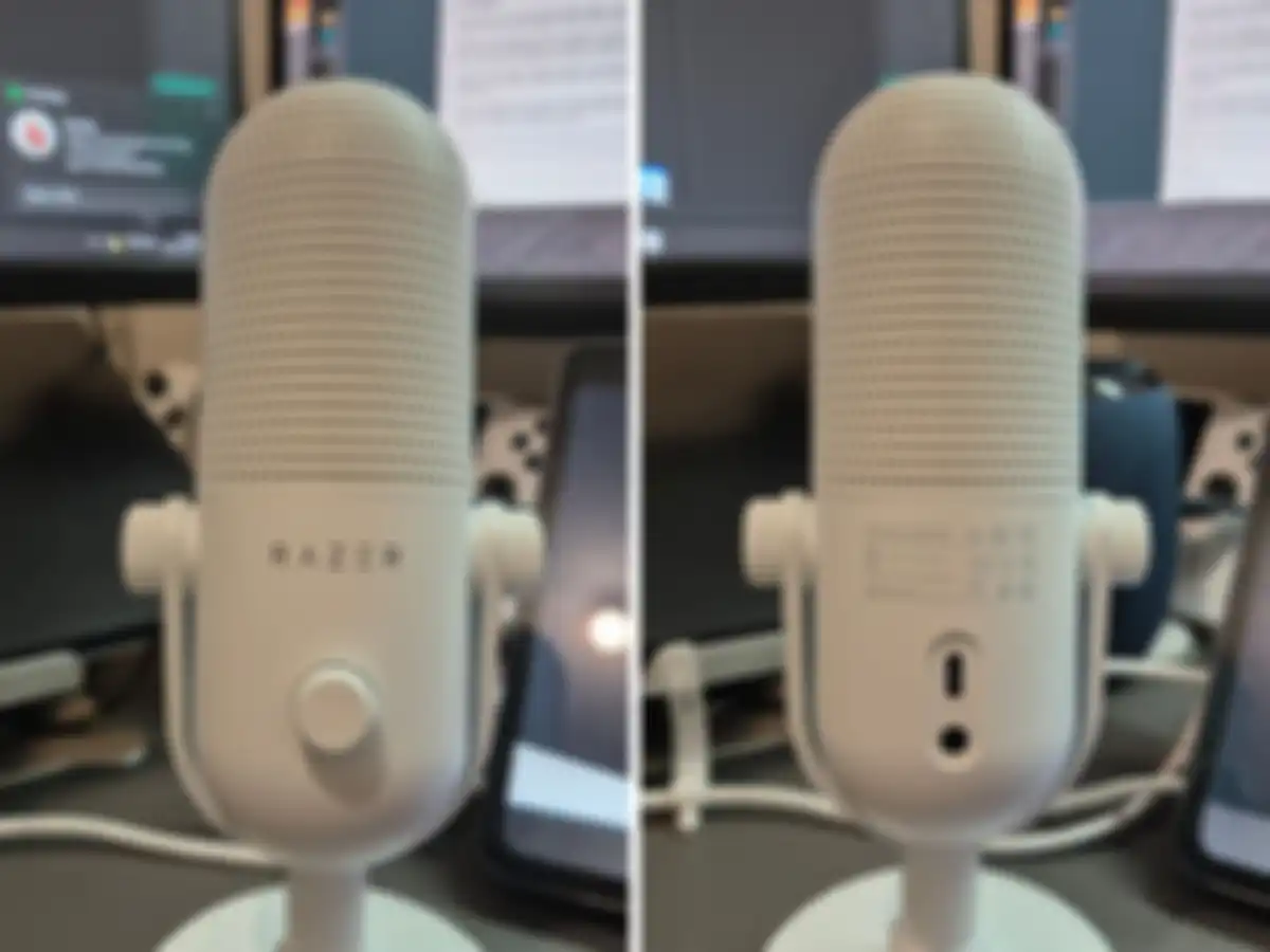 Tampilan depan dan belakang razer chroma seiren V3 White
