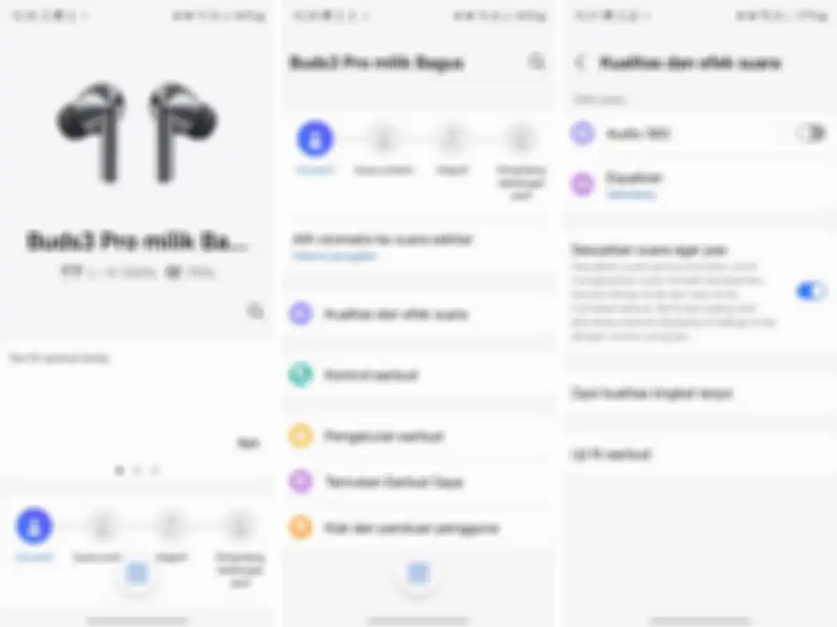 Tampilan aplikasi wearable pada Galaxy Buds 3 Pro