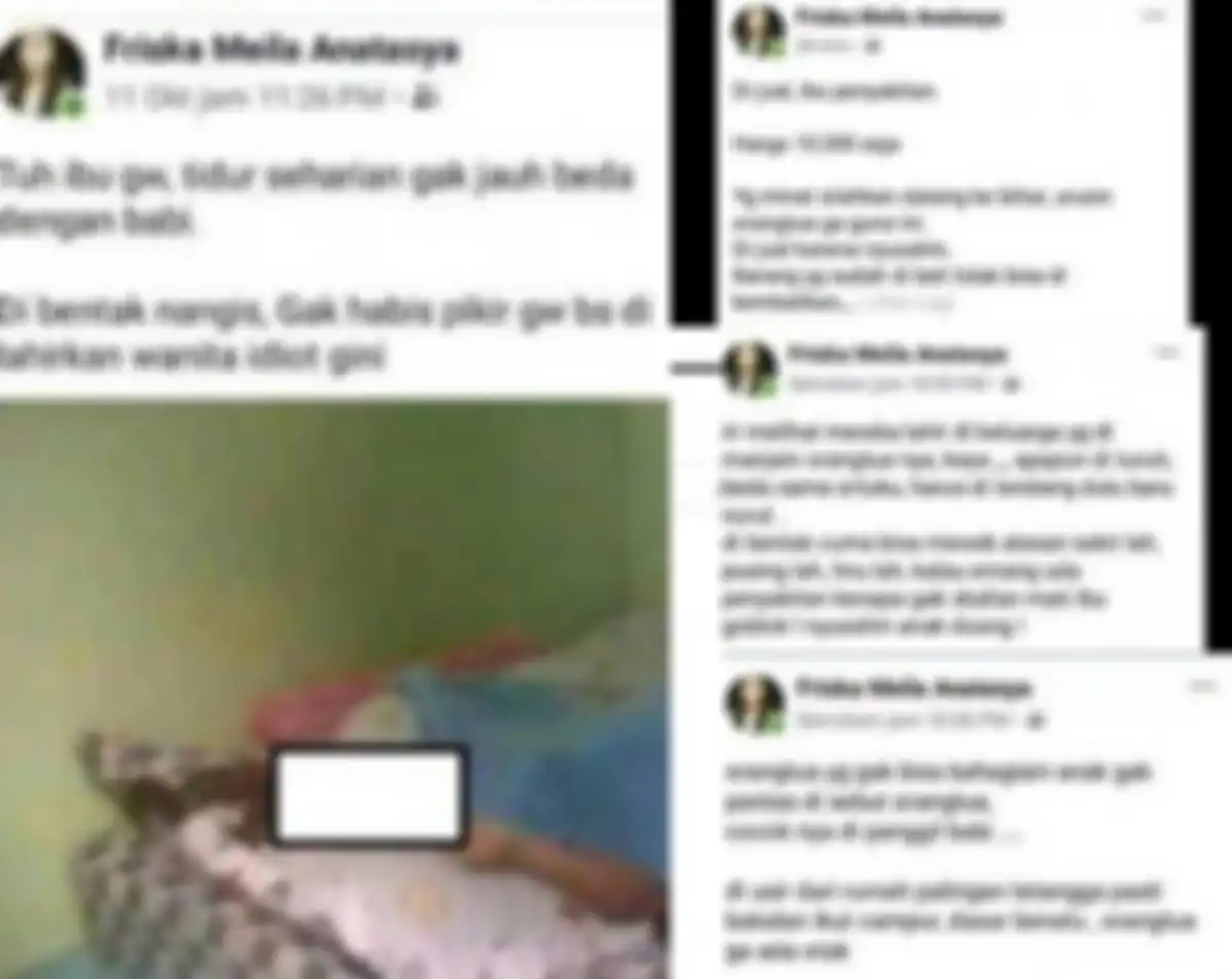 Kolase postingan akun Facebook bernama Friska Meila Anastasya