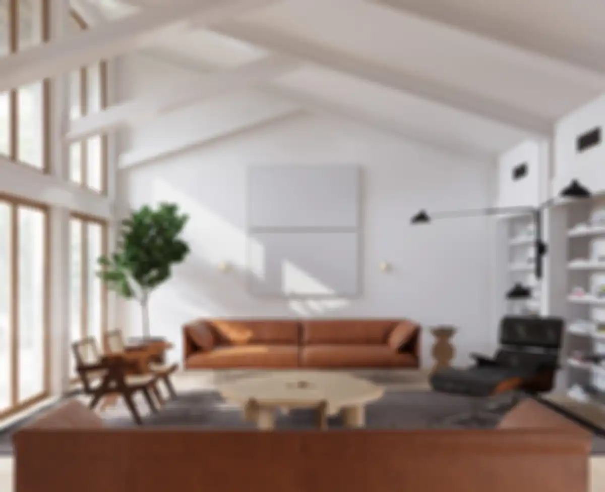 Ilustrasi interior bergaya modern midcentury