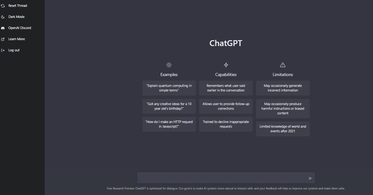 Halaman depan ChatGPT OpenAI