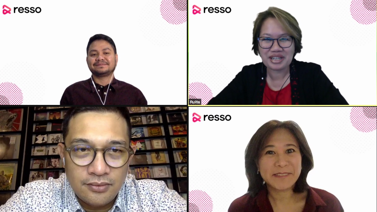 Acara virtual Ressoversary yang dihadiri oleh Tricia Dizon, Country Manager Resso Indonesia dan Christo Putra, Head of Music and Content Resso Indonesia, Selasa (16/2)