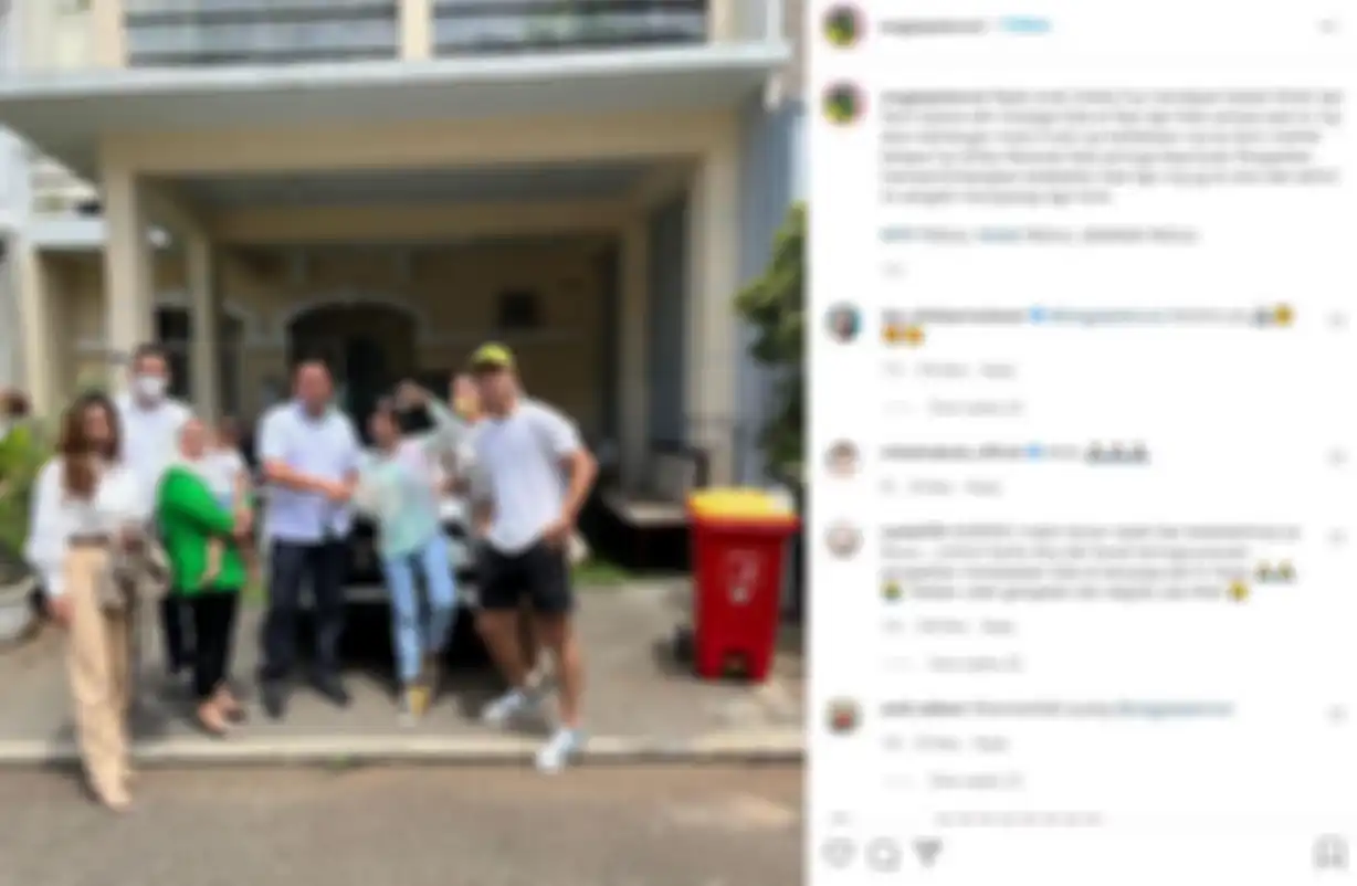 Unggahan Anggie Paturusi saat memberikan hadiah mobil sebagai bentuk apresiasinya kepada Fuji  