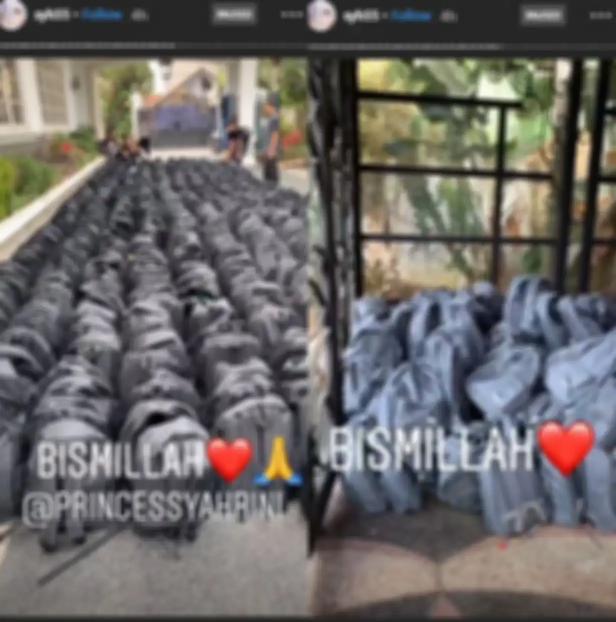 Parsel Lebaran dari Syahrini untuk anak yatim sampai memenuhi halaman rumahnya.