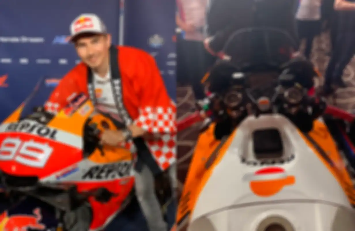 Foto terakhir Jorge Lorenzo bersama motor balapnya Honda RC213V di HRC Thanks Day 2019.