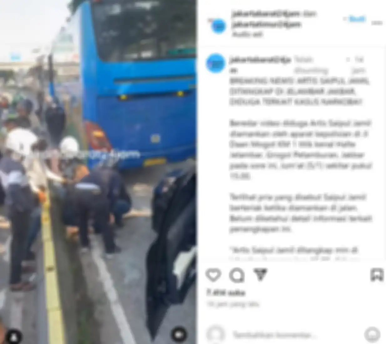 Unggahan yang memperlihatkan Saipul Jamil tengah diamankan pihak kepolisian.