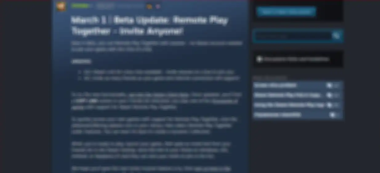 Pengumuman resmi di website Steam terkait fitur baru Remote Play Together