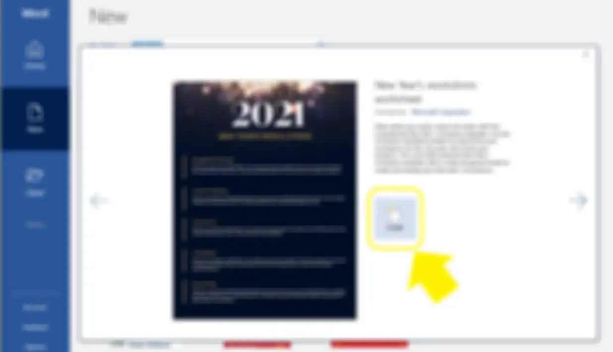Template resolusi tahun baru di Microsoft Word
