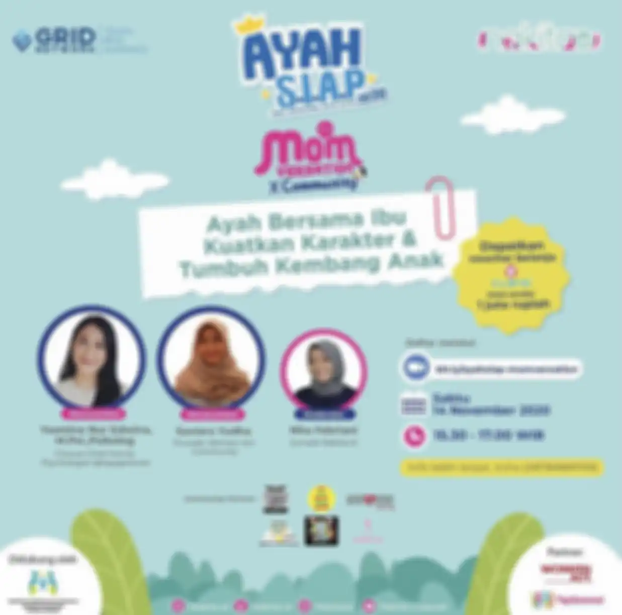Webinar “Ayah Bersama Ibu Kuatkan Karakter & Tumbuh Kembang Anak” yang diselenggarakan Nakita.id pada Sabtu, 14 November 2020