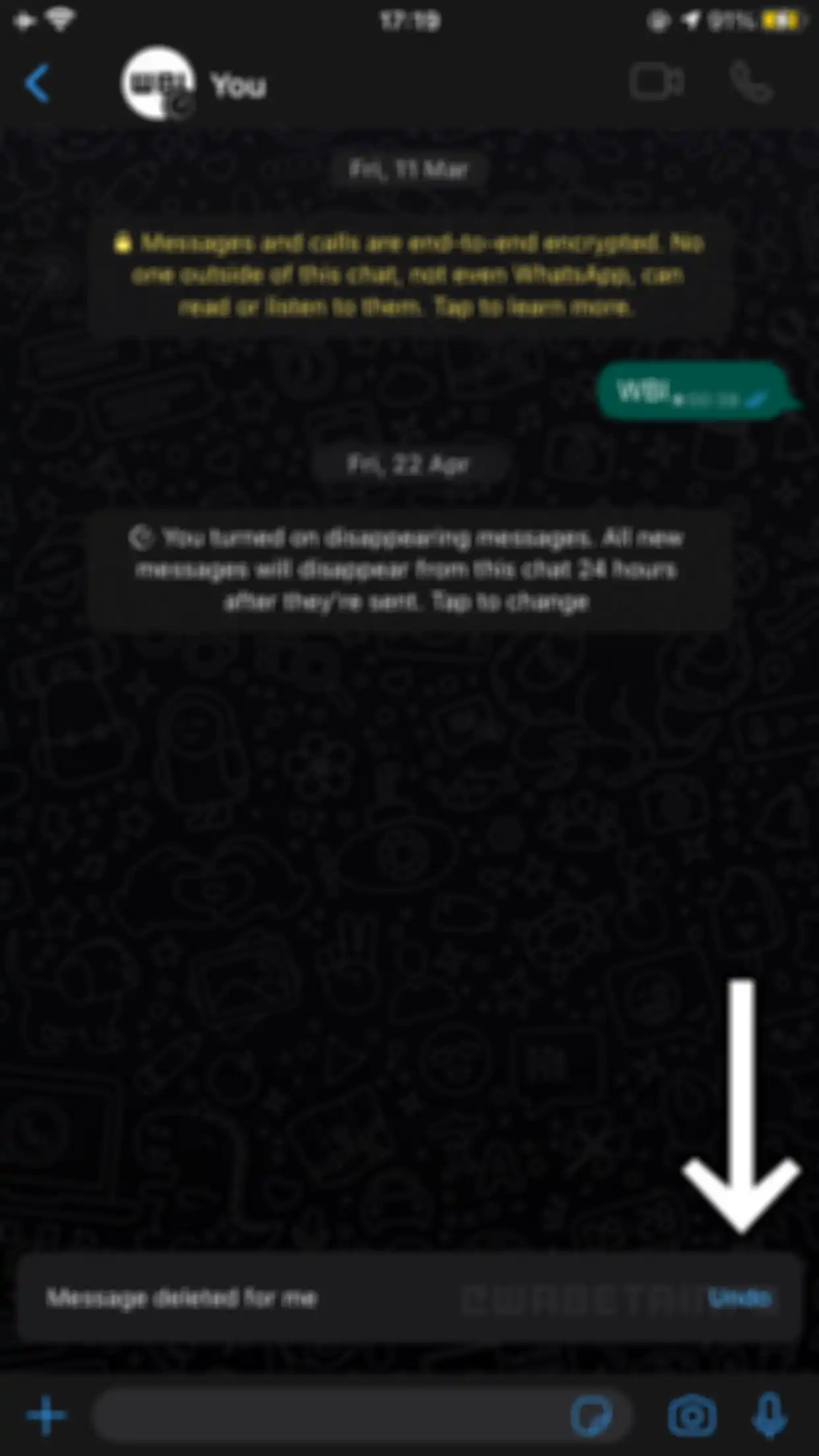 Tampilan pilihan Undo pada fitur Accidental Delete