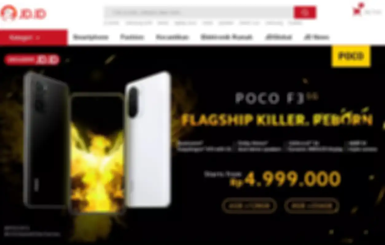 Tangkapan layar situs JD.ID yang menjadi tempat pre-order POCO F3.
