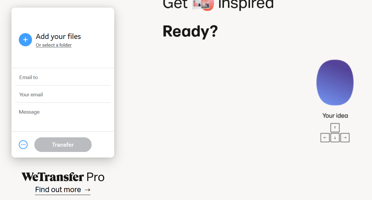 Tampilan WeTransfer