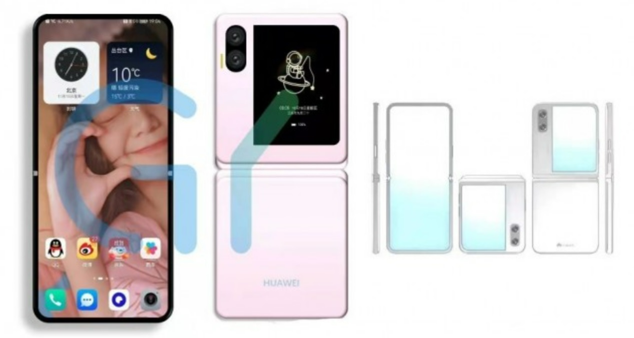 Render desain HP lipat Huawei yang mirip dengan Galaxy Z Flip milik Samsung.