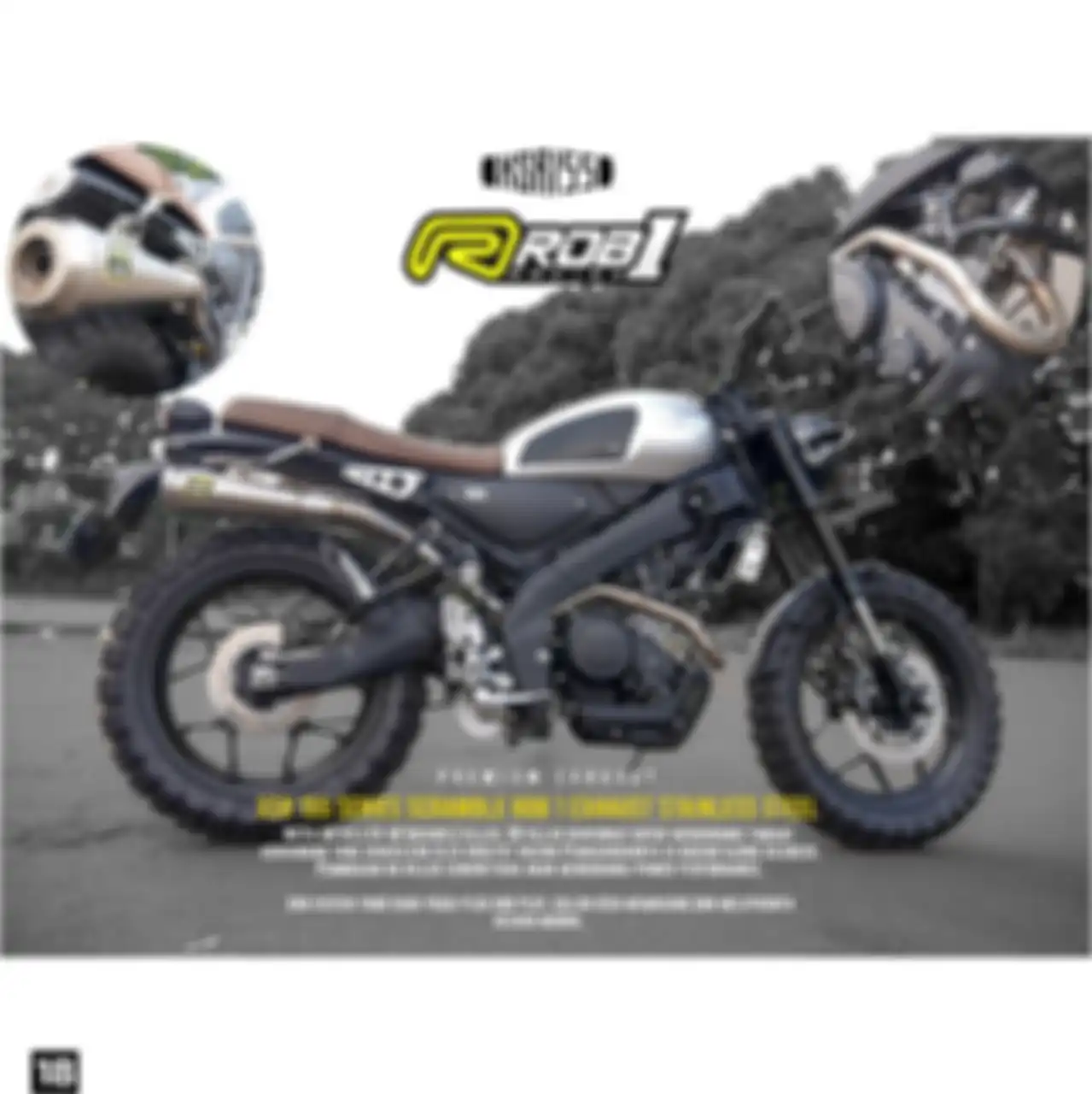 Knalpot ROB1 Yamaha XSR 155 model scrambler stainless