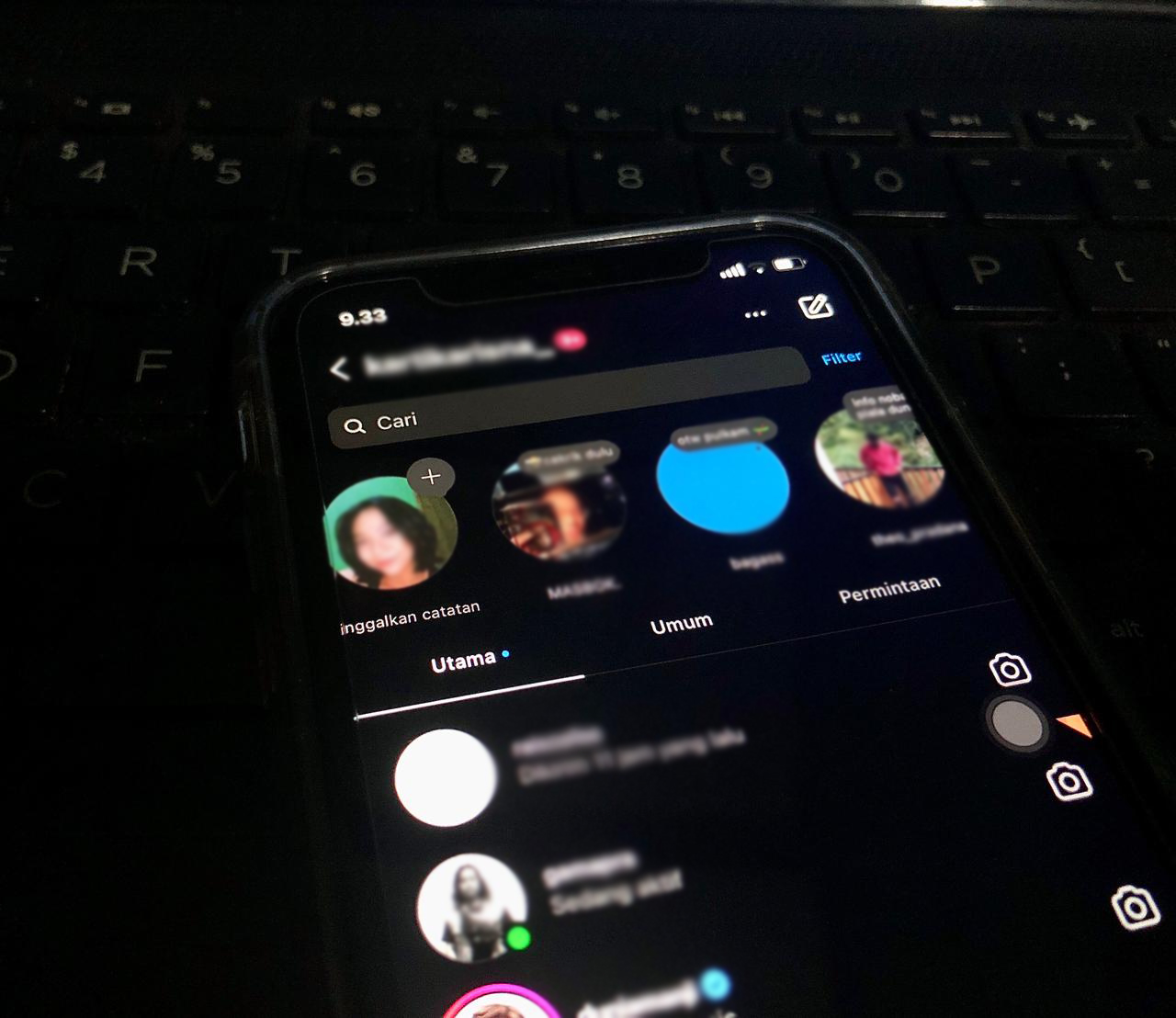 Fitur Status atau Notes di DM Instagram