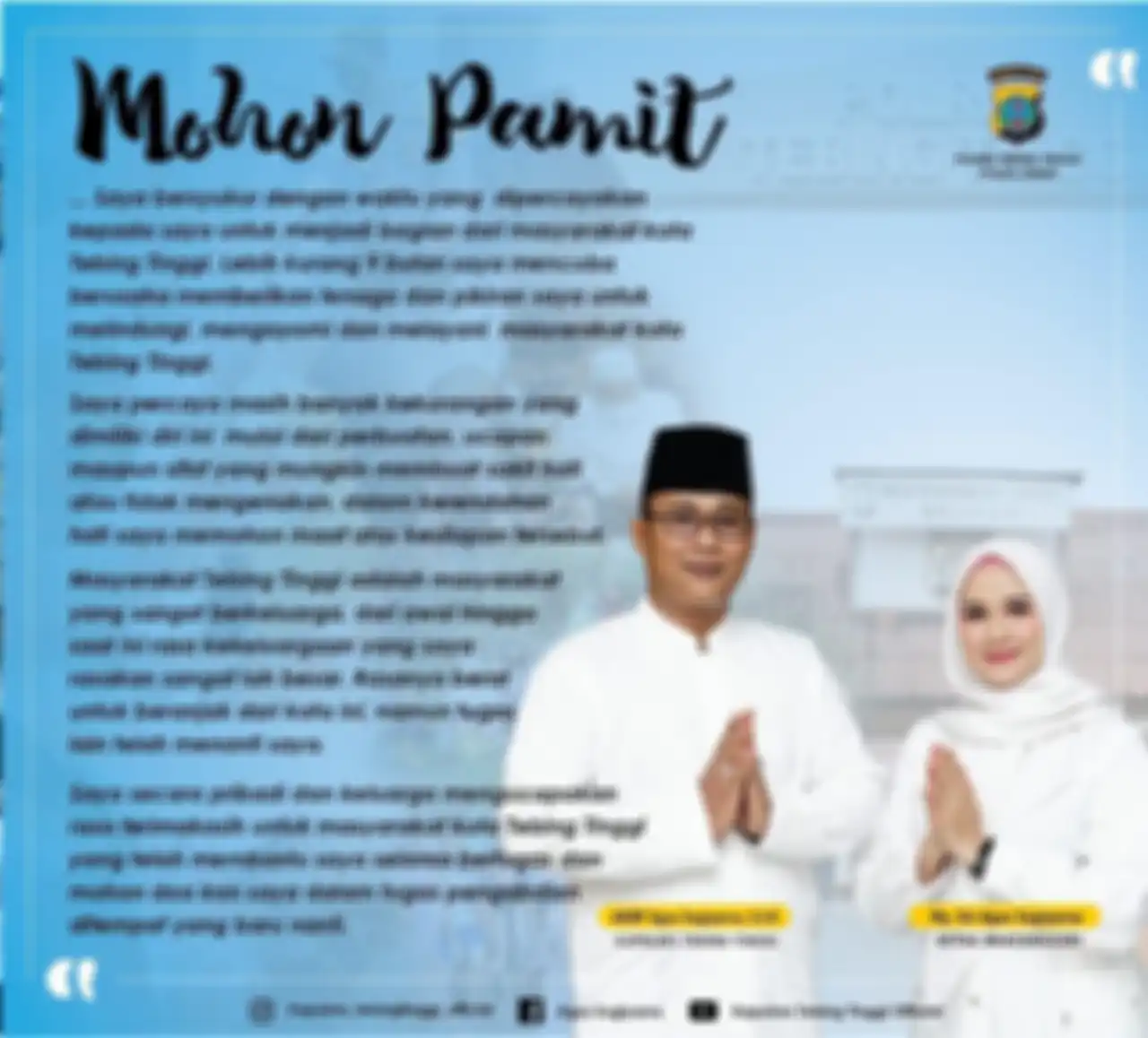 Foto Kapolres Tebing Tebing pamitan ke warga membuat sedih netizen. Beberapa netizen mengunggah emotikon menangis.