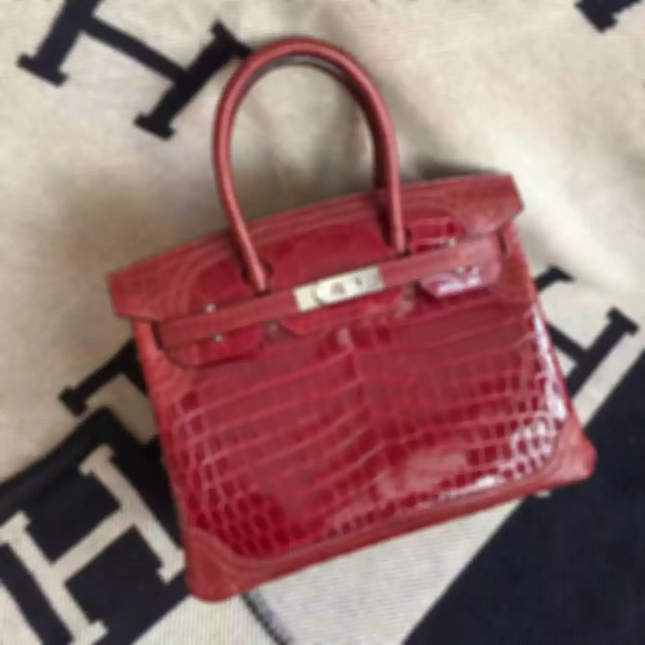 Red Hermes Crocodile Skin Birkin