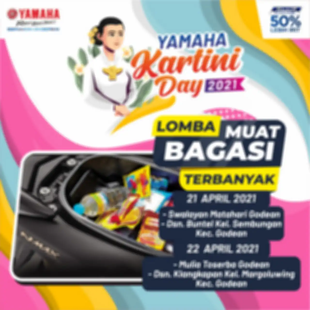 Lomba muat bagasi terbanyak di Yamaha Kartini Day 2021.