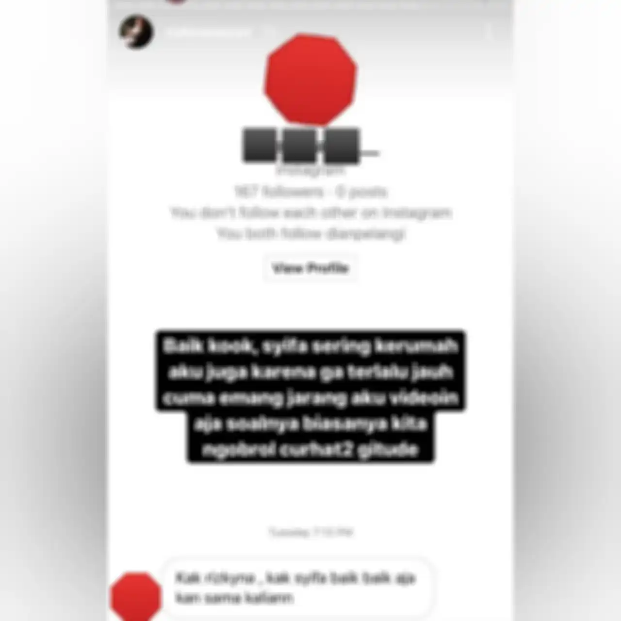 Unggahan story Rizkina Nazar