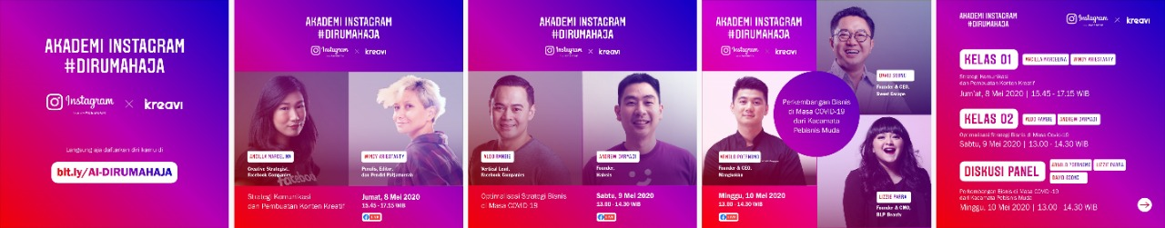 Jadwal live Akademi Instagram di akun Facebook Kreavi.