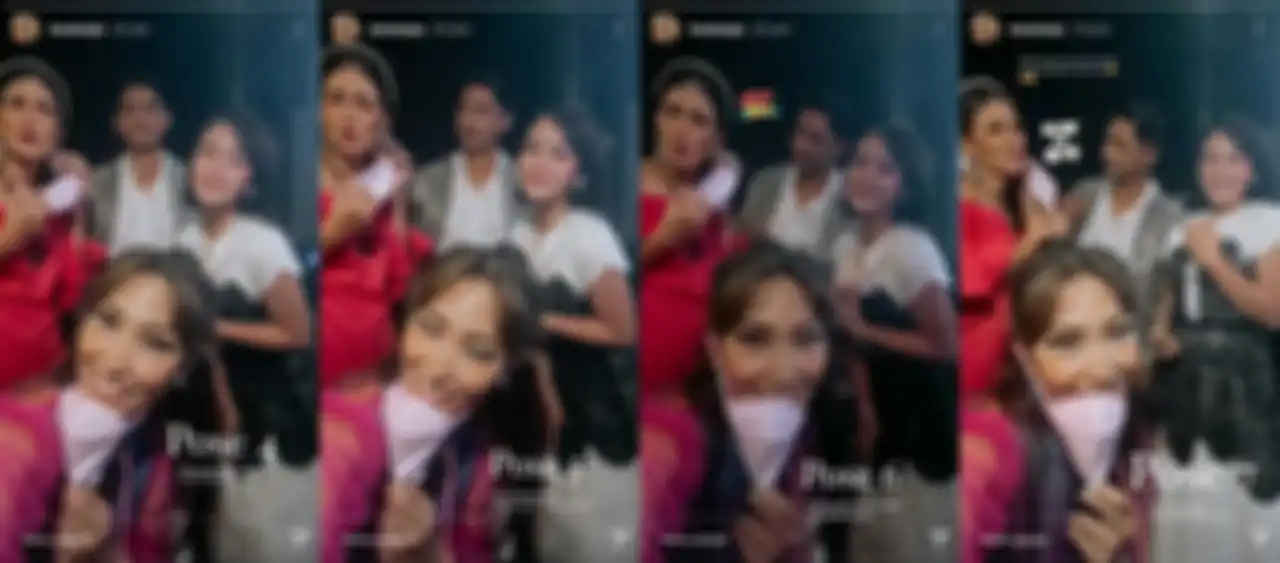 Luna Maya salah tingkah saat dibantu Arya Saloka melepas maskernya.