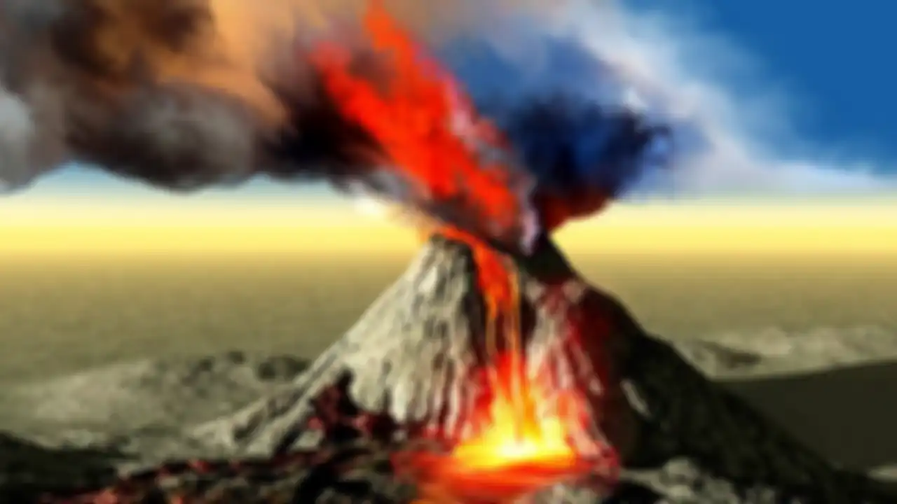 Ilustrasi letusan gunung api.