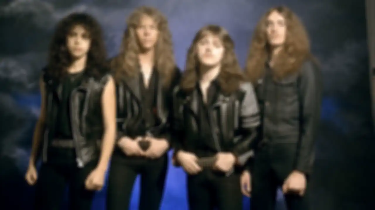 UNITED KINGDOM - JANUARY 01:  Photo of Cliff BURTON and METALLICA and Kirk HAMMETT and James HETFIELD and Lars ULRICH; L-R: Kirk Hammett, James Hetfield, Lars Ulrich, Cliff Burton - posed, studio, group shot,  (Photo by Fin Costello/Redferns)