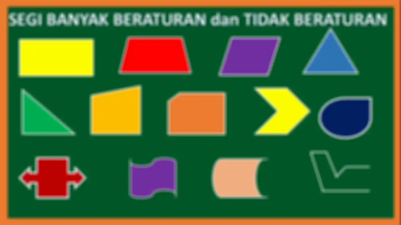 Contoh bangun datar segi banyak beraturan dan segi banyak tidak beraturan, yang dipelajari dari materi buku tematik kelas 4 SD. 
