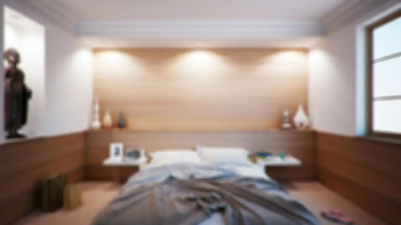Ilustrasi kesalahan feng shui kasur dan pintu kamar tidur.