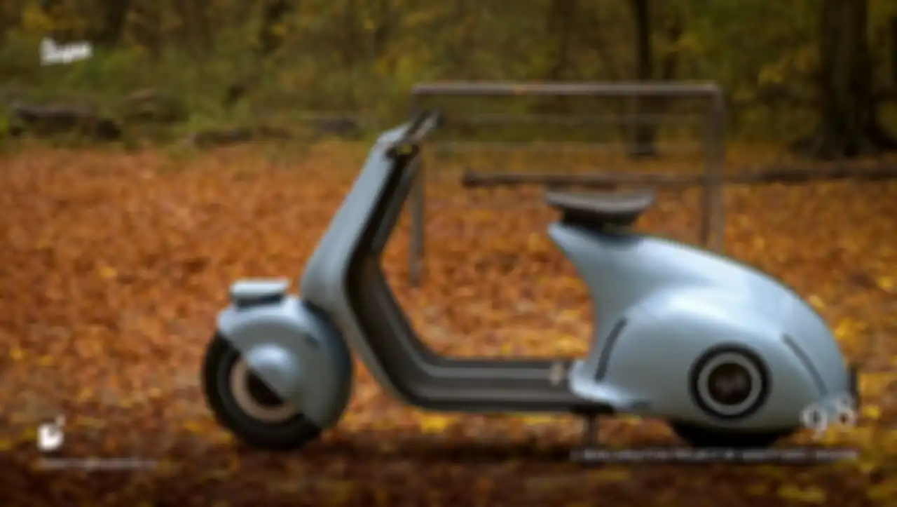  Vespa 98 Electric Concept, konsep Vespa listrik futuristis.