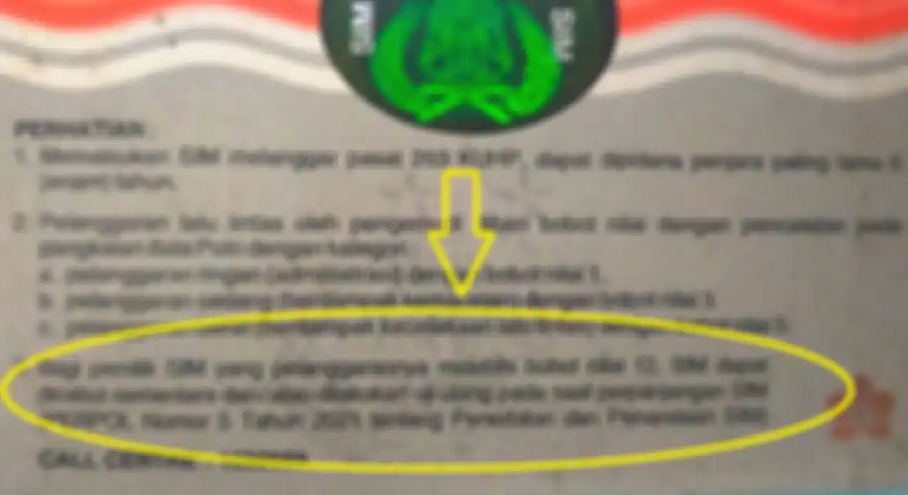Sistem poin tertera di halaman belakang SIM