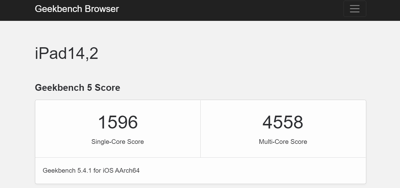 Skor Benchmark iPad Mini 6 di platform Geekbench