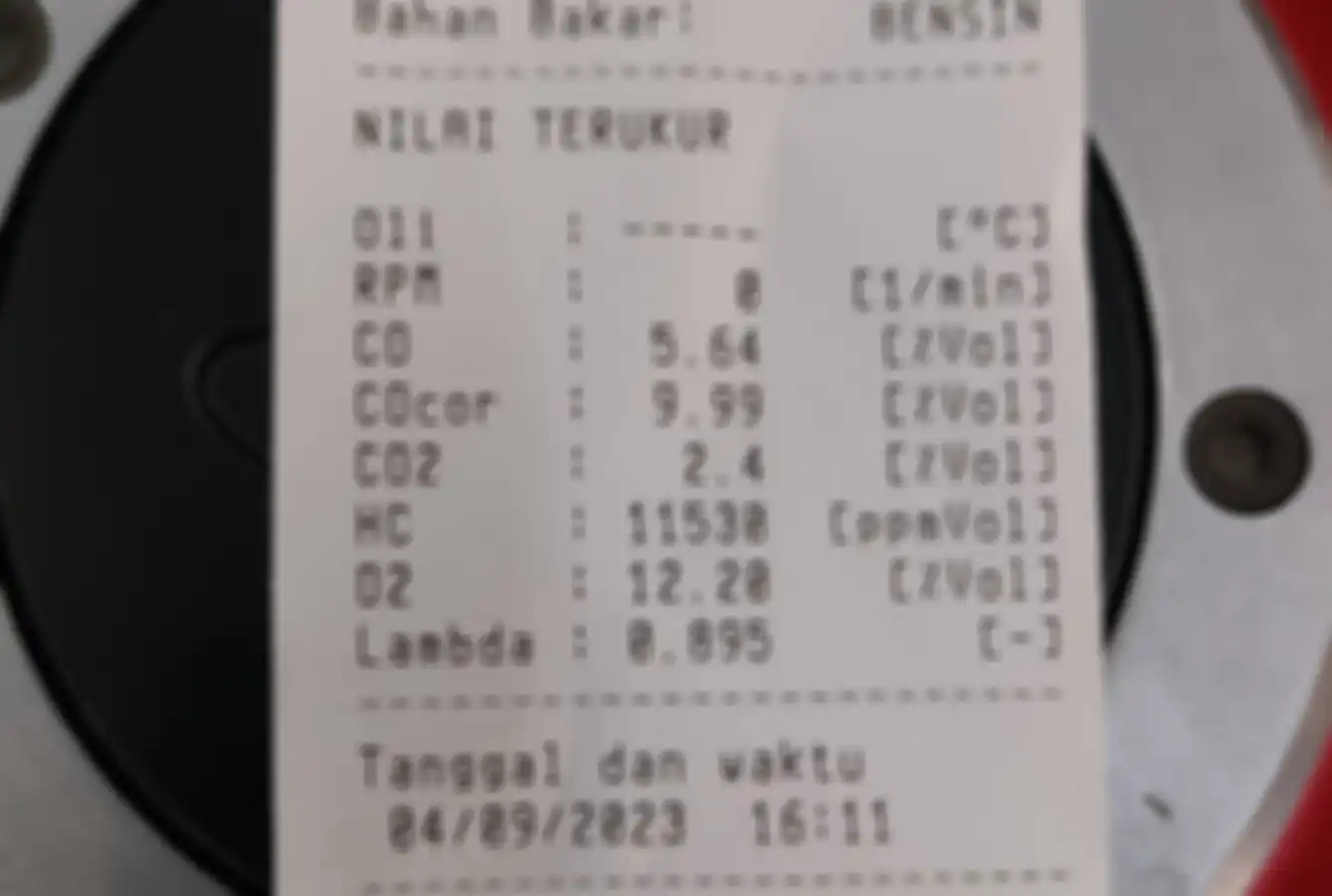 Hasil uji emisi Kawasaki Ninja 150 RR produksi 2009 pakai knalpot racing