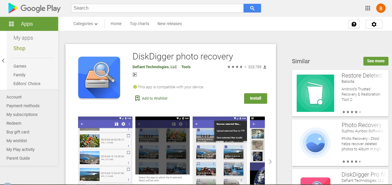 aplikasi DiskDigger recovery photo.