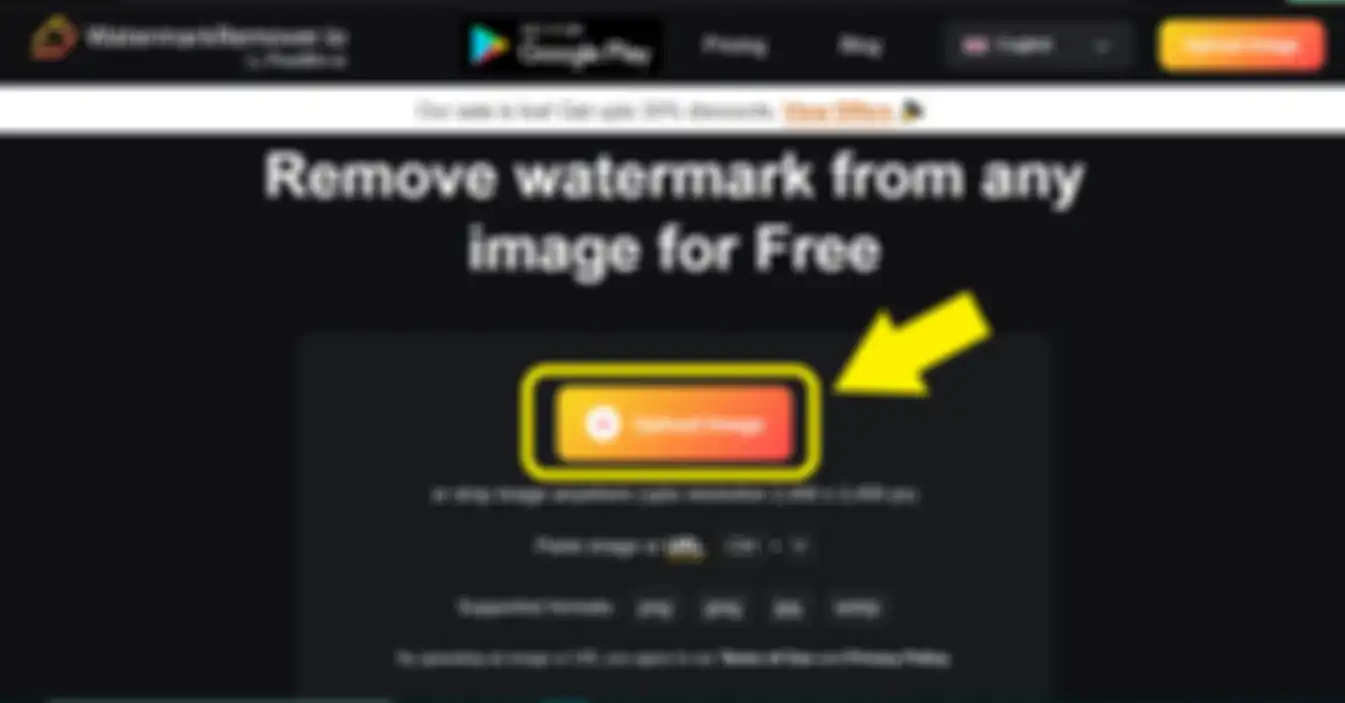 Tombol Upload Image di website Watermarkremover