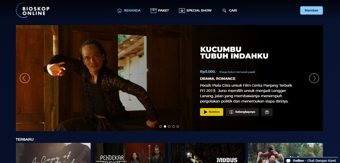 Tampilan situs Bioskop Online Indonesia