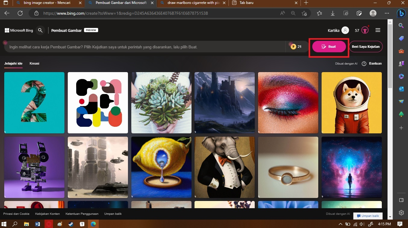 Situs Bing Image Creator.