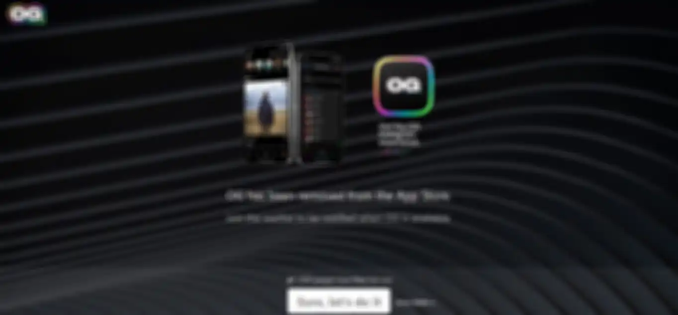 Pemberitahun bahwa aplikasi OG telah dihapus oleh App Store.