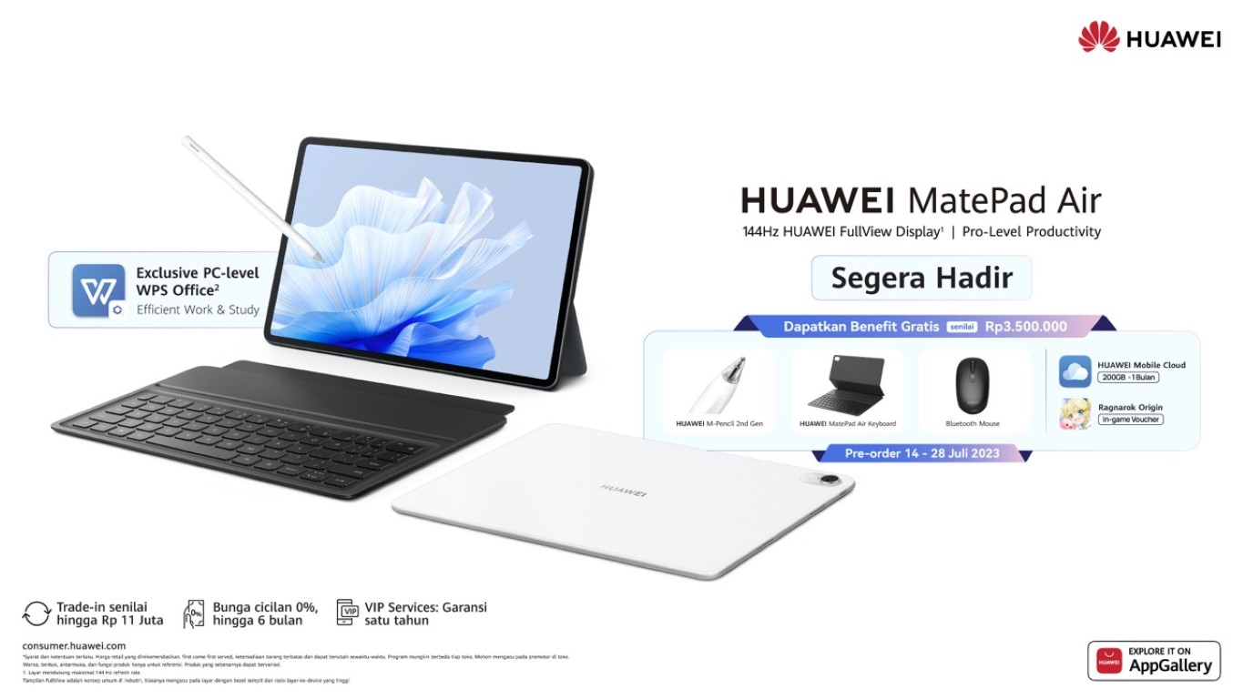 Banyak bonus menarik selama periode pre-order Huawei Matepad Air