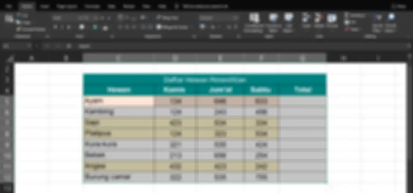 Data angka yang sudah diblok