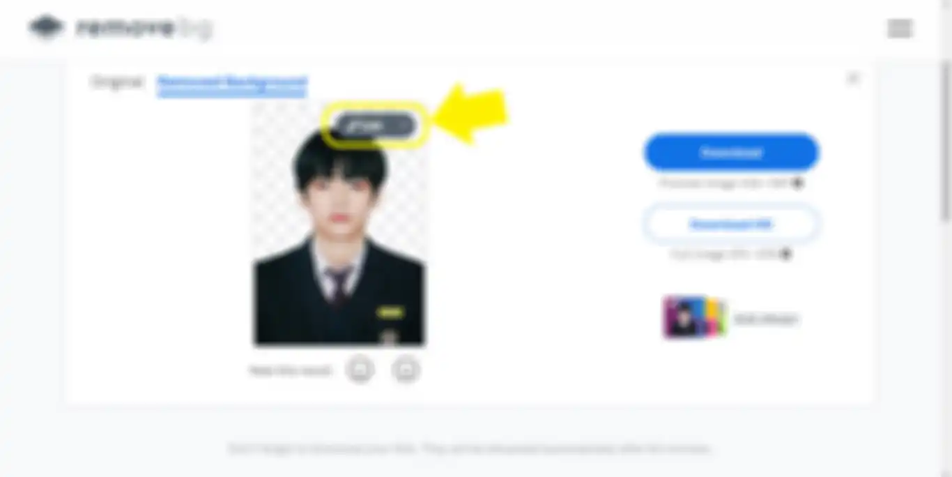Pilihan Edit di situs Remove.bg. 