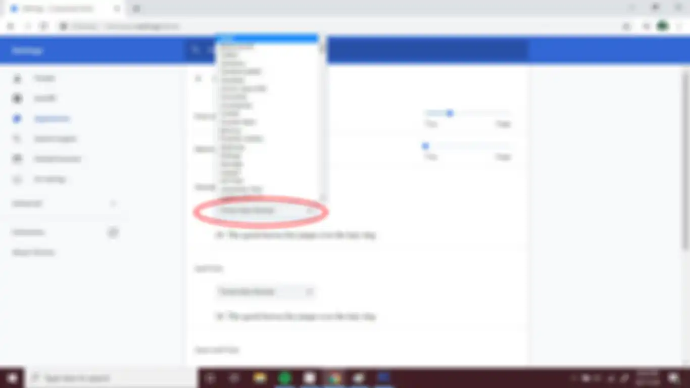 mengubah font size google chrome 