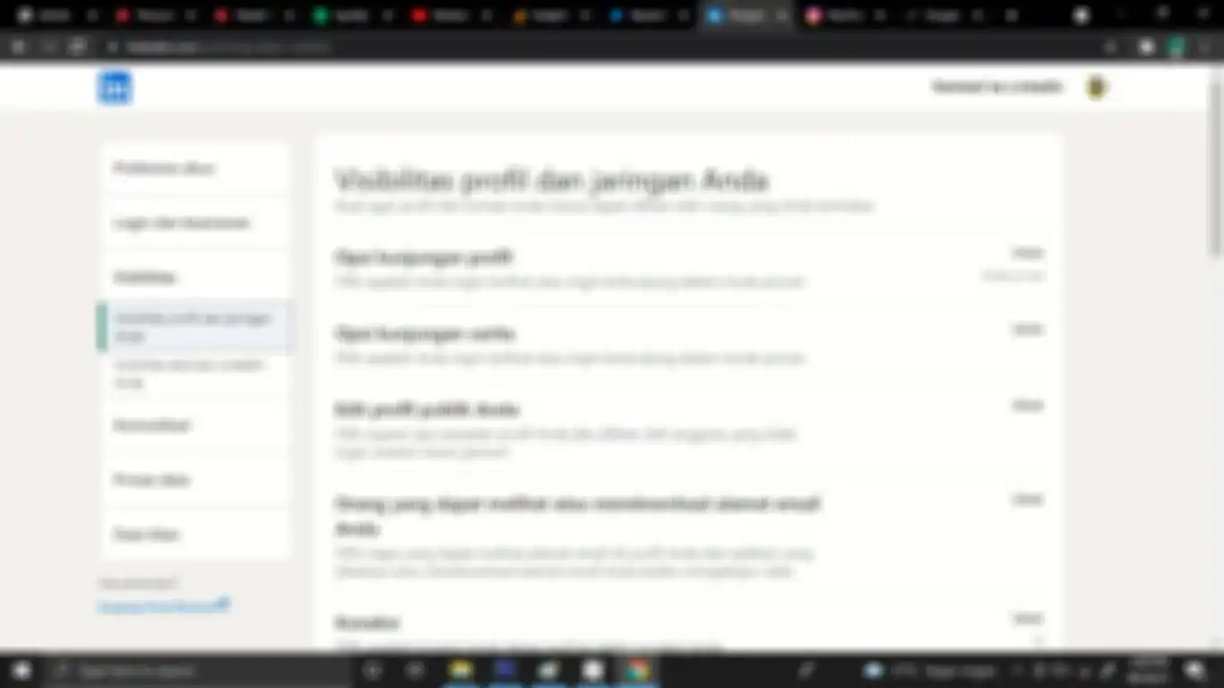 Tampilan pengaturan untuk mengubah opsi kunjungan profil LinkedIn via website.