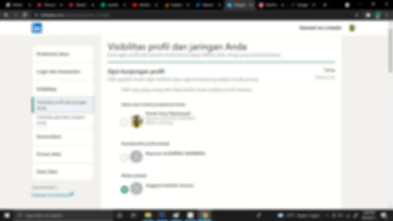 Tampilan pengaturan untuk mengubah opsi kunjungan profil LinkedIn via website.