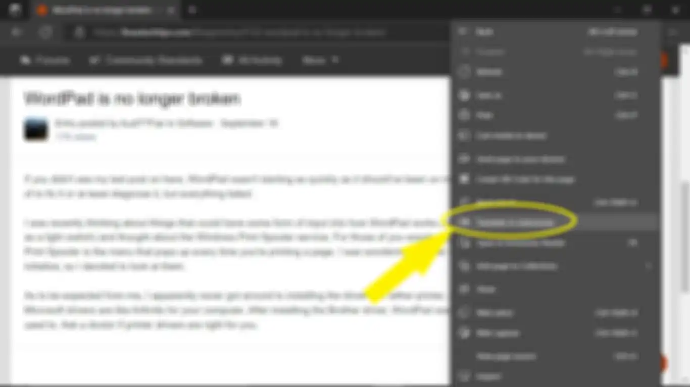 Pilihan Translate to Indonesian untuk menerjemahkan semua bagian web.