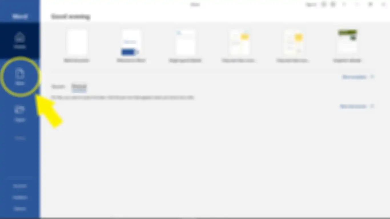 Pilihan New Document di Microsoft Word