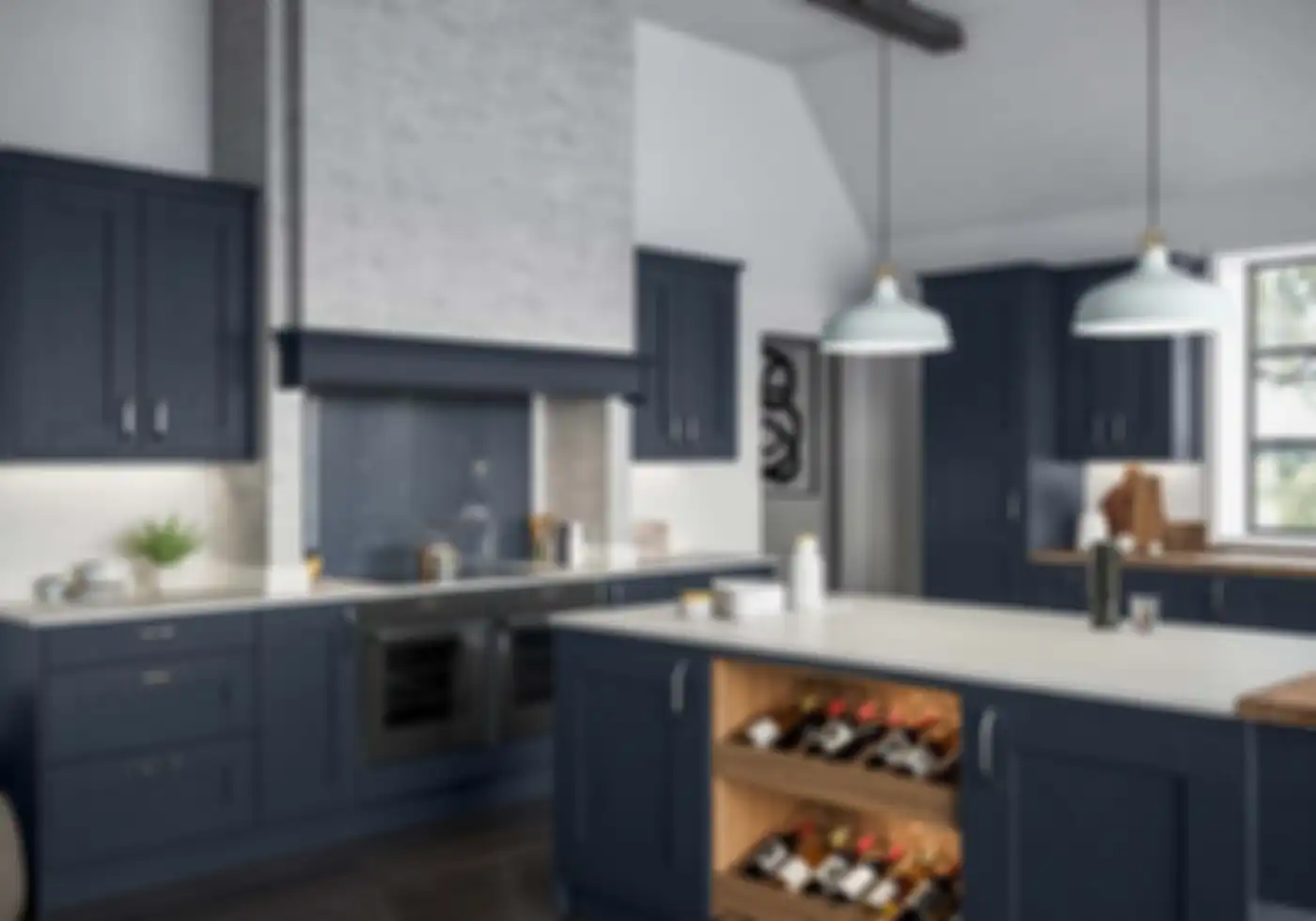 Ilustrasi dapur dengan warna biru tua