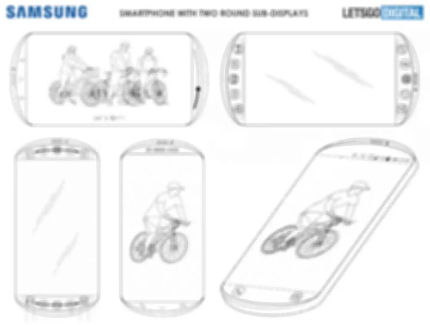 Tampilan paten layar Samsung berbentuk bundar.