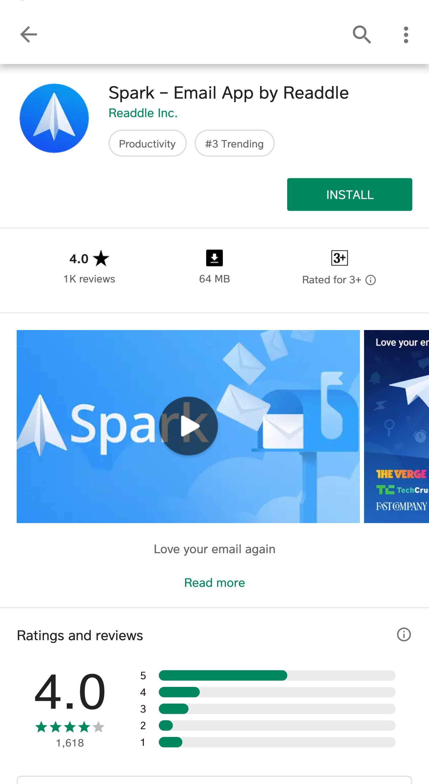 Spark Email Menempati Posisi ke-3 Untuk Top Trending Aplikasi